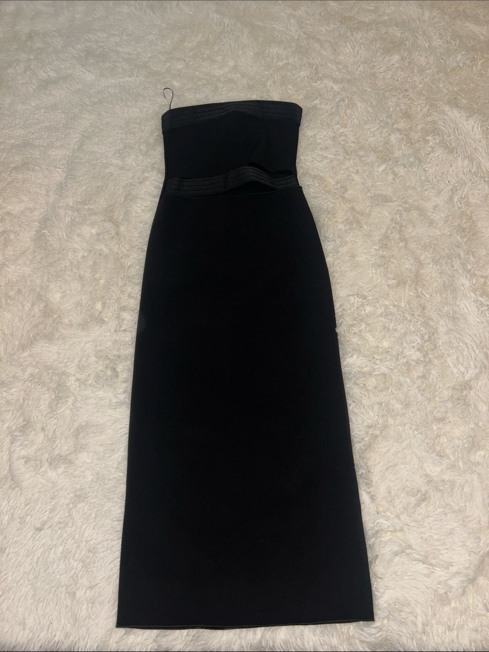 Strapless Black Bodycon Midi Dress